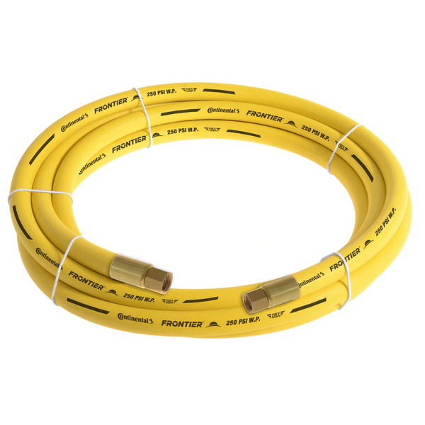 Continental 3/8" x 15' Yellow EPDM Rubber Air Hose, 300 PSI, 3/8" FNPSM x FNPSM HZY03830-15-41